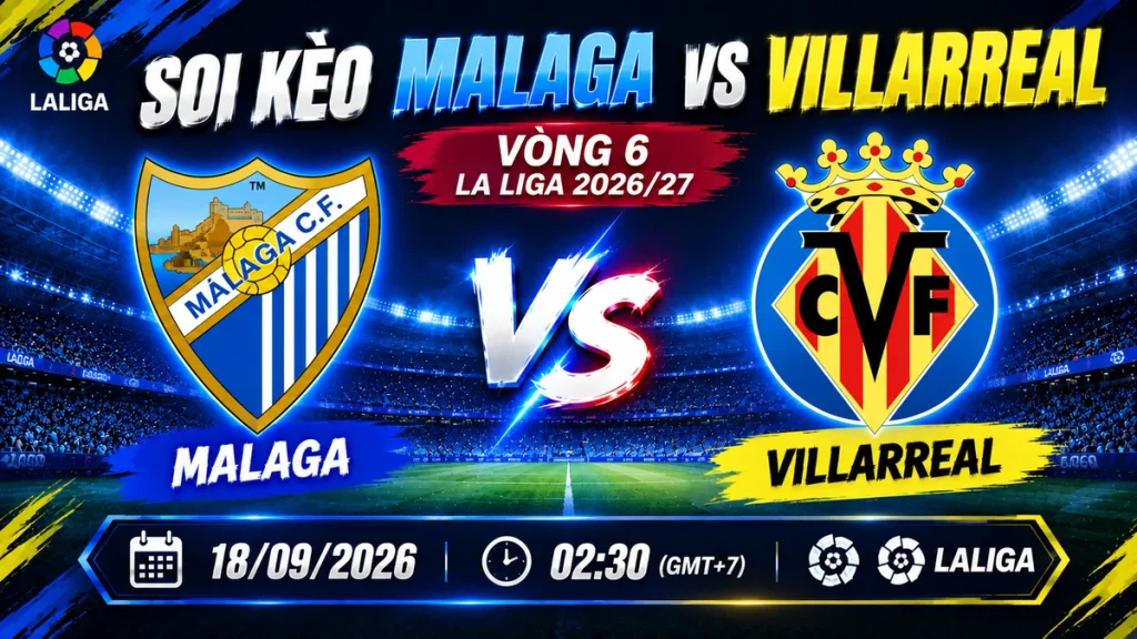 Soi kèo Malaga vs Villarreal vòng 6 La Liga 2026/27